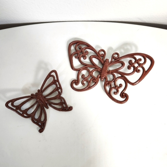 Homco 1978 Set of 2 Faux Rattan Butterflies - Picture 1 of 12